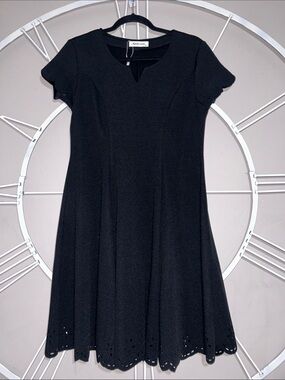 NWOT Aphratti Midi Fit&Flare w/ Scalloped Sleeves and Laser-Cut Hem Skater Dress